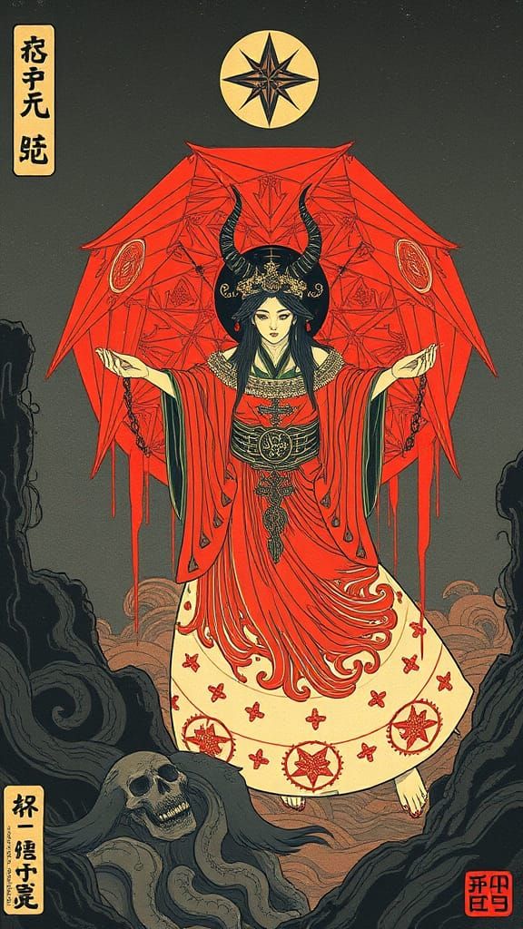 Occult Satanic Thelema in Ukiyo-e Style