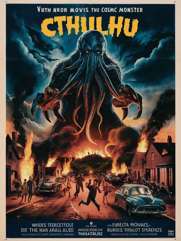 Vintage Horror Movie Poster: Cosmic Cthulhu