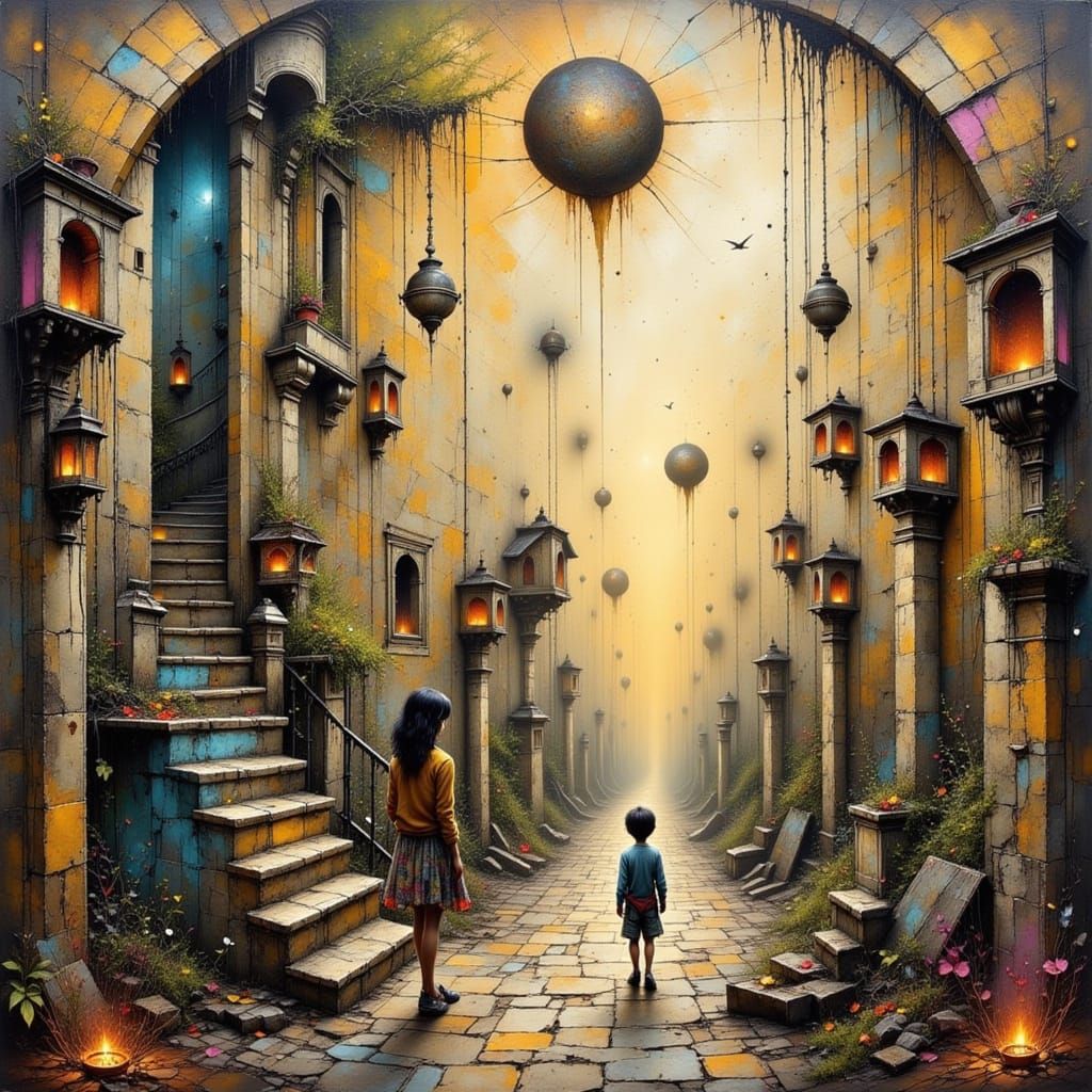 Mysterious Figure in Dark, Ink-Like Landscape