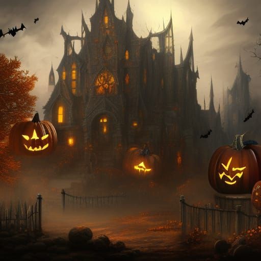 Detailed Halloween Matte Painting in 8K