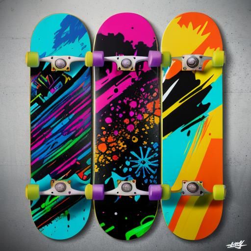 Custom Skateboard Design in Graffiti Splash Art Style