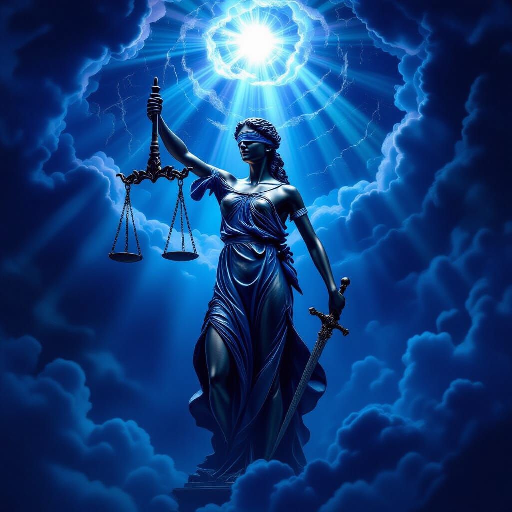 Justice Embodied in a Swirling Vortex of Light and Shadow
