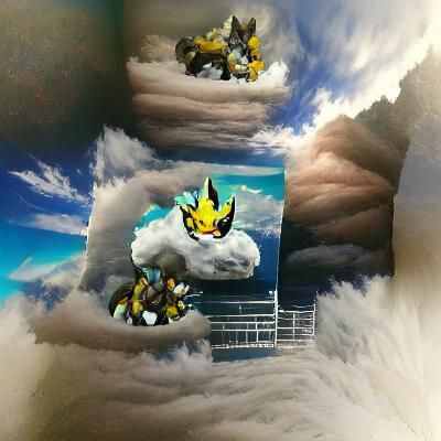 Zeraora Soaring Through Clouds