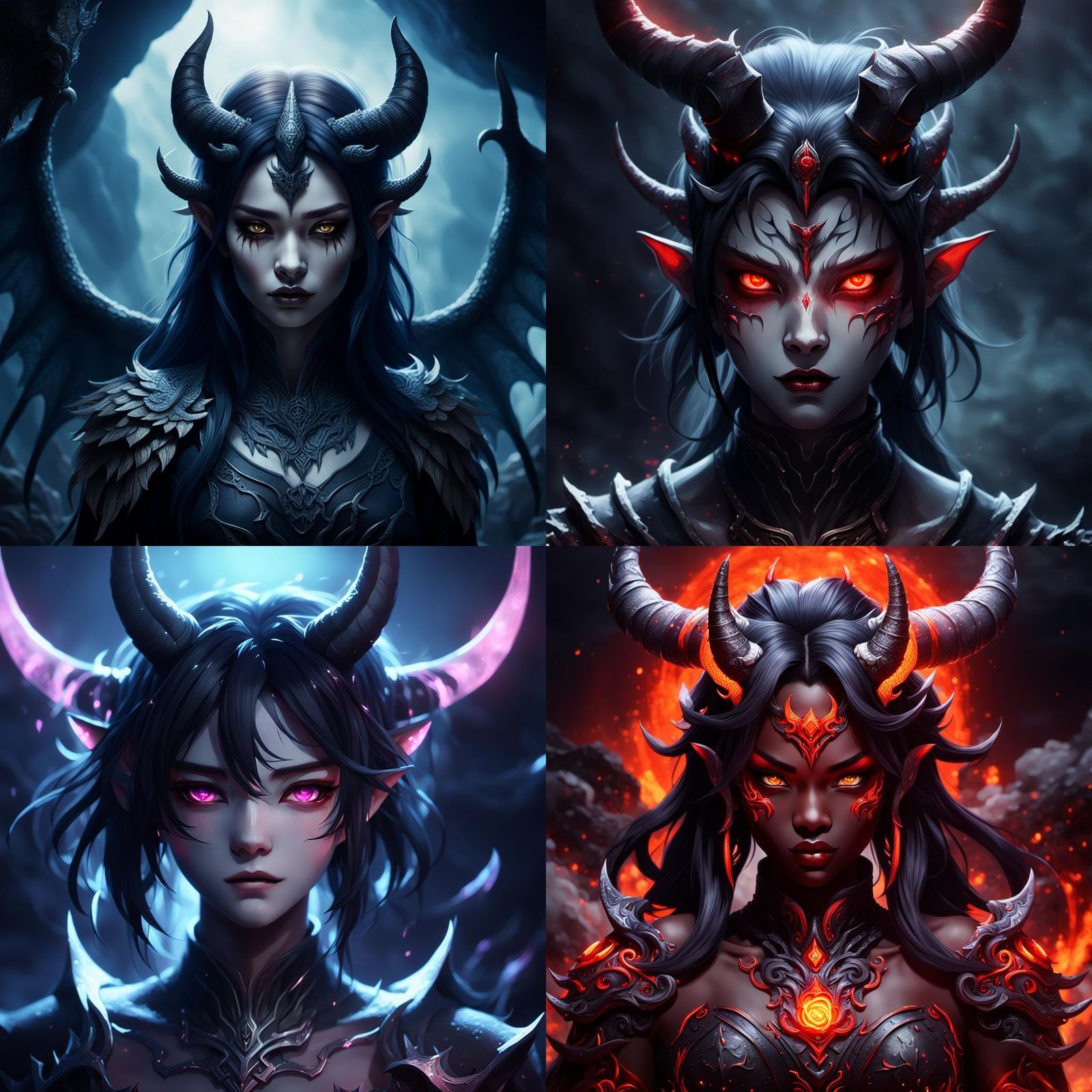 Anime Style Dark Female Demon Concept Art