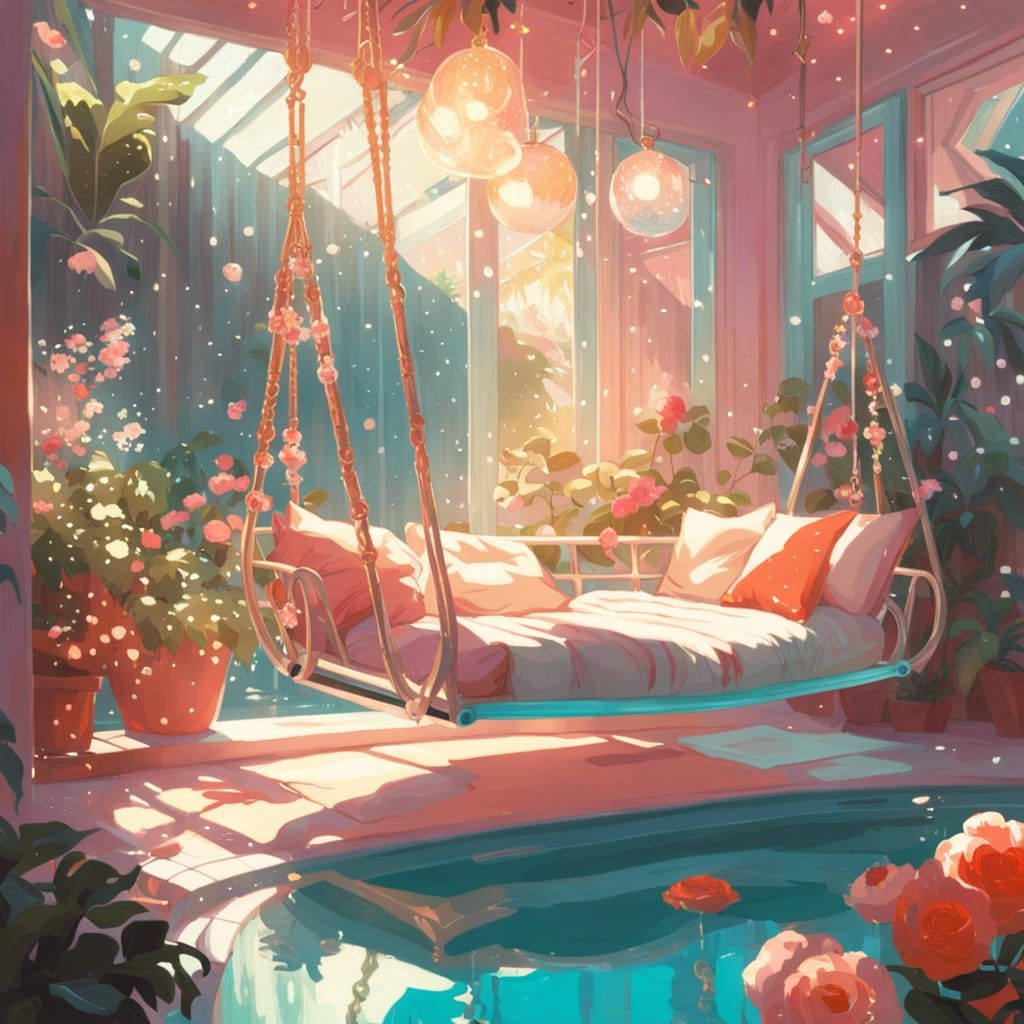 Dreamy Garden Scene in Hyper-Realistic Style