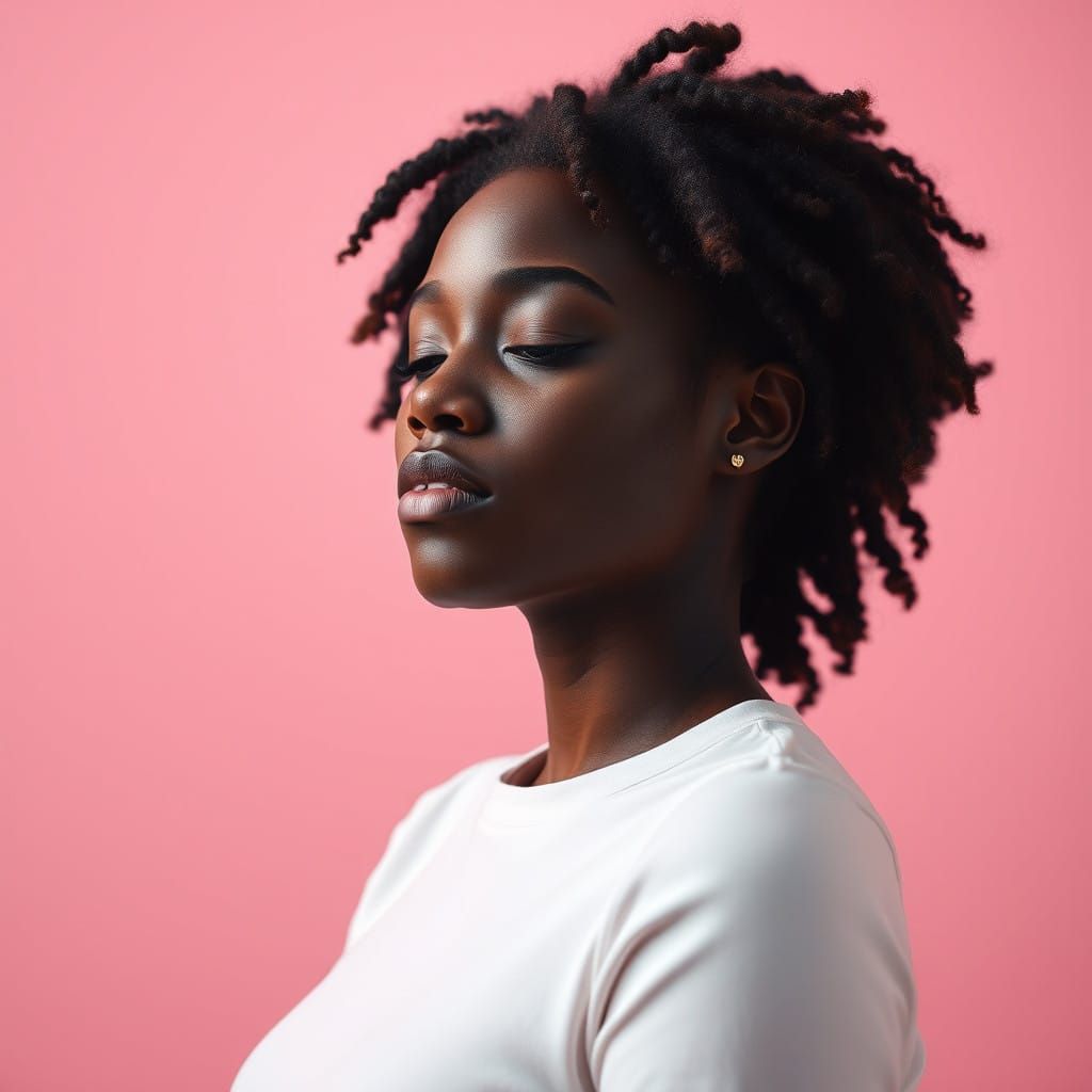 Ethereal African American Woman in Serene Fantasy Landscape