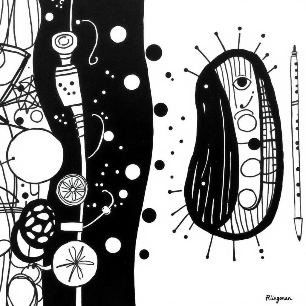 Whimsical Doodle in Expressive Fine Liner Style