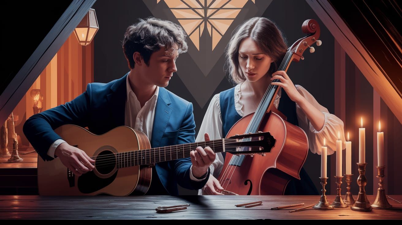 Melancholic Duet in Neo-Cubist Tavern