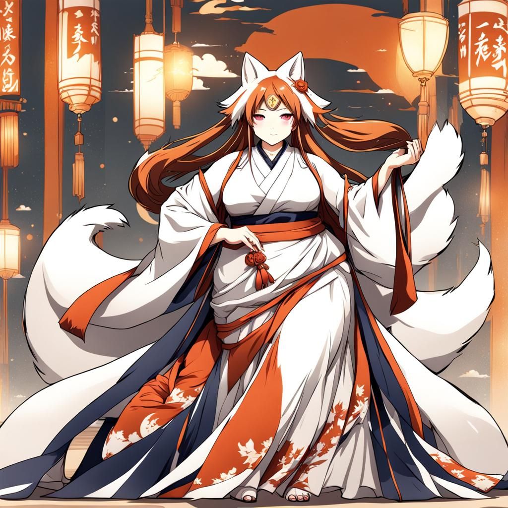 Curvy Anime Kitsune Goddess Portrait
