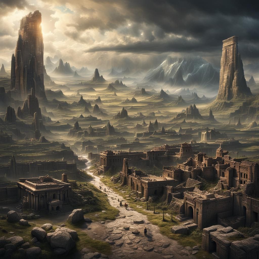 Neolithic Cityscape Digital Matte Painting