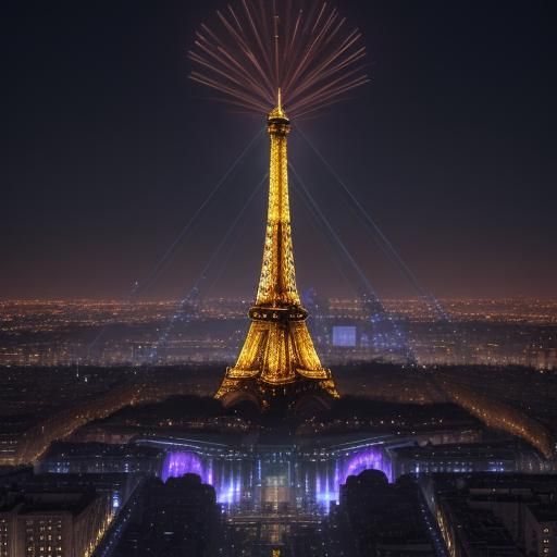 Eiffel Tower Amidst Mystical Cityscape in Fantasy Style
