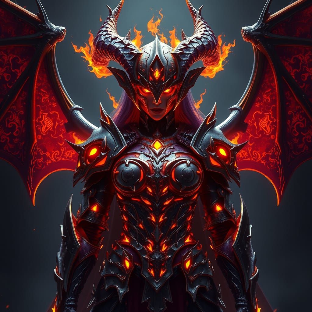 Ethereal Hellfire Armor in Dark Fantasy Style