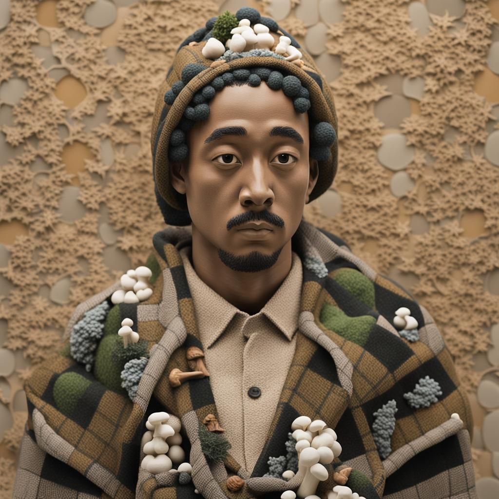 Surreal Mushroom Garden in Neo-Rauch Style