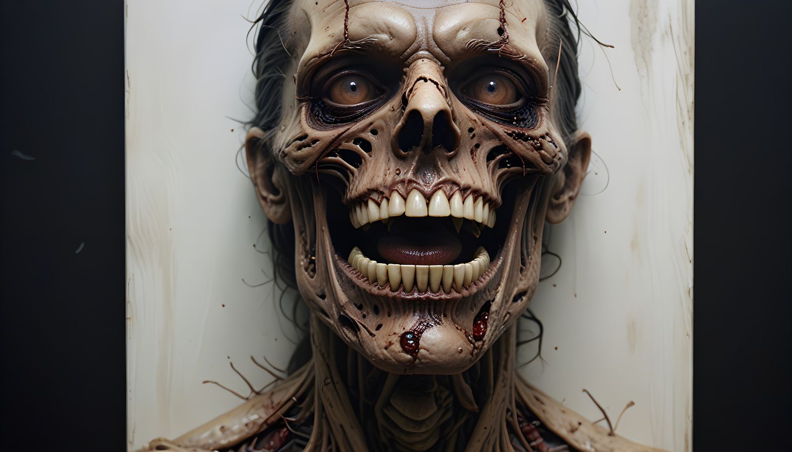 Realistic Anatomic Dissection of a Human Face on Canvas