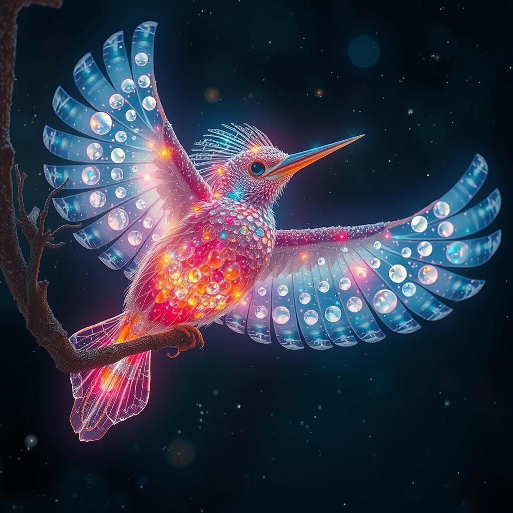 Glowing Kingfisher Spirit in Quantum Klimt Style