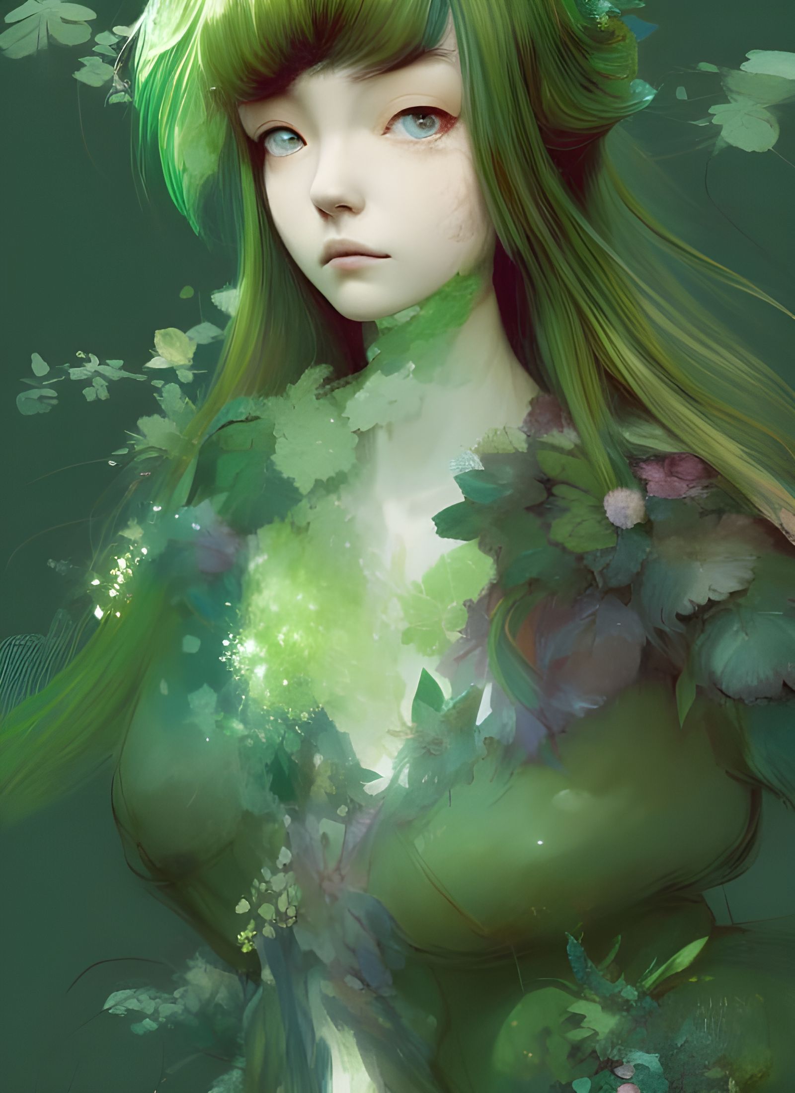 Forest Princess Portrait in Animated Style