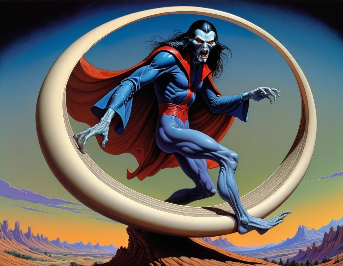 Morbius on Mobius Strip in Psychedelic Art