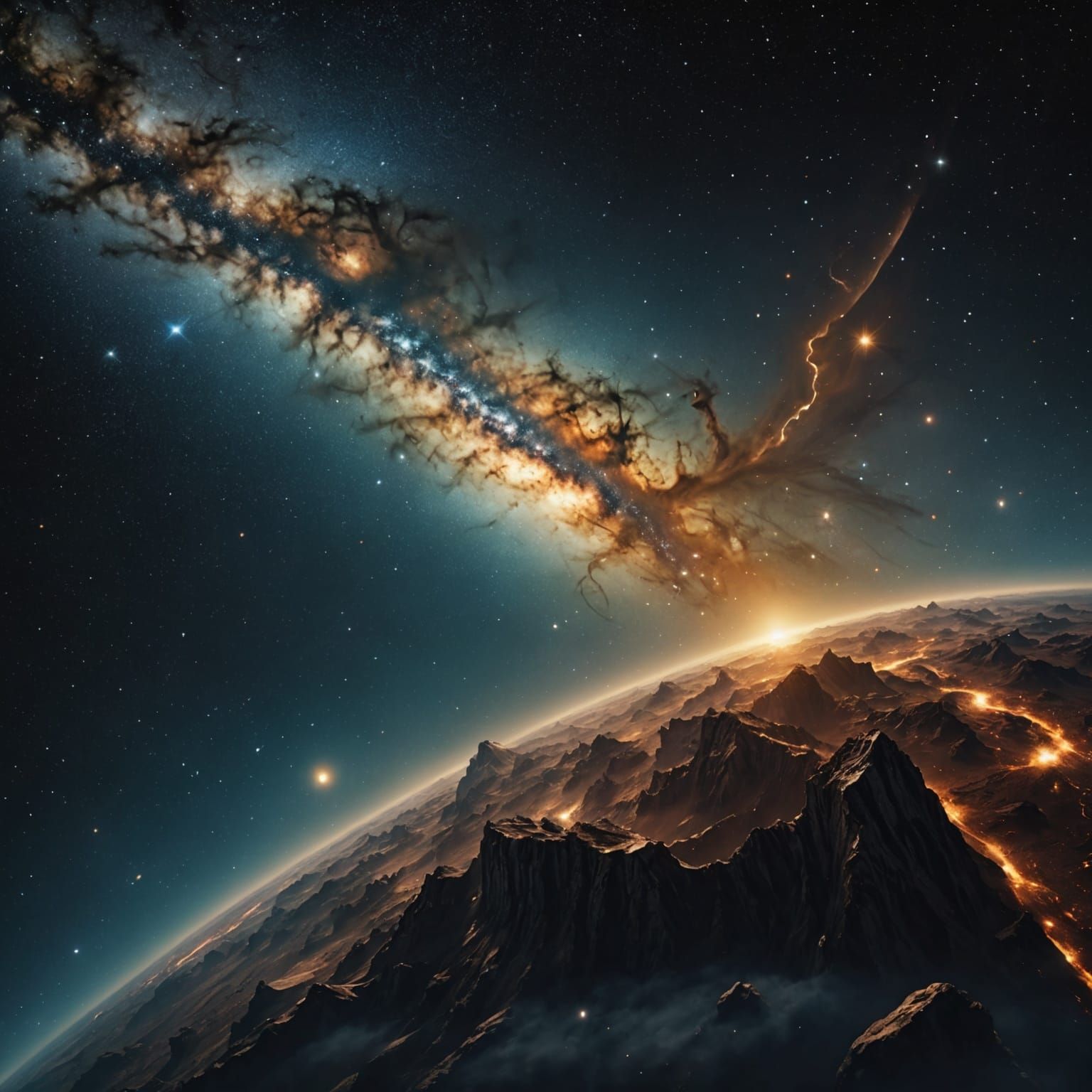 Golden Milky Way Galaxy: Digital Matte Painting