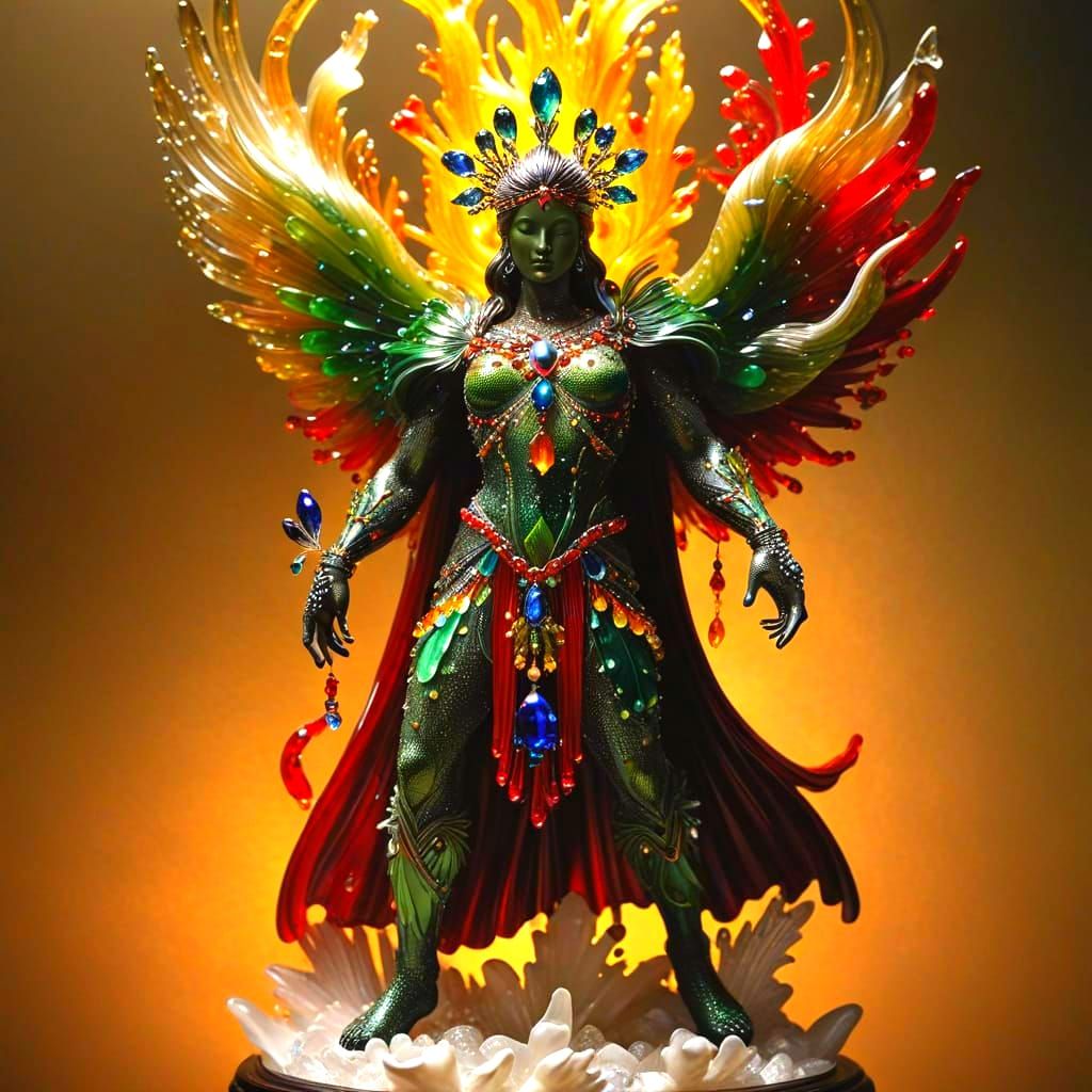 Ethereal Lalique Glass Sculpture with Glittering Jewels and ...