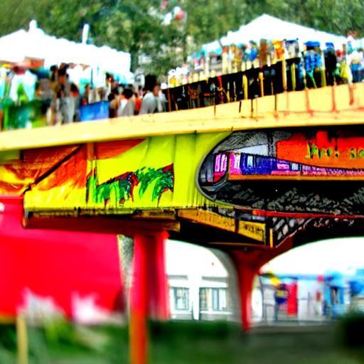Hyperrealistic City Festival Under Elevated Train