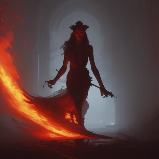 Death as Fire Person: Dark Fantasy Concept Art