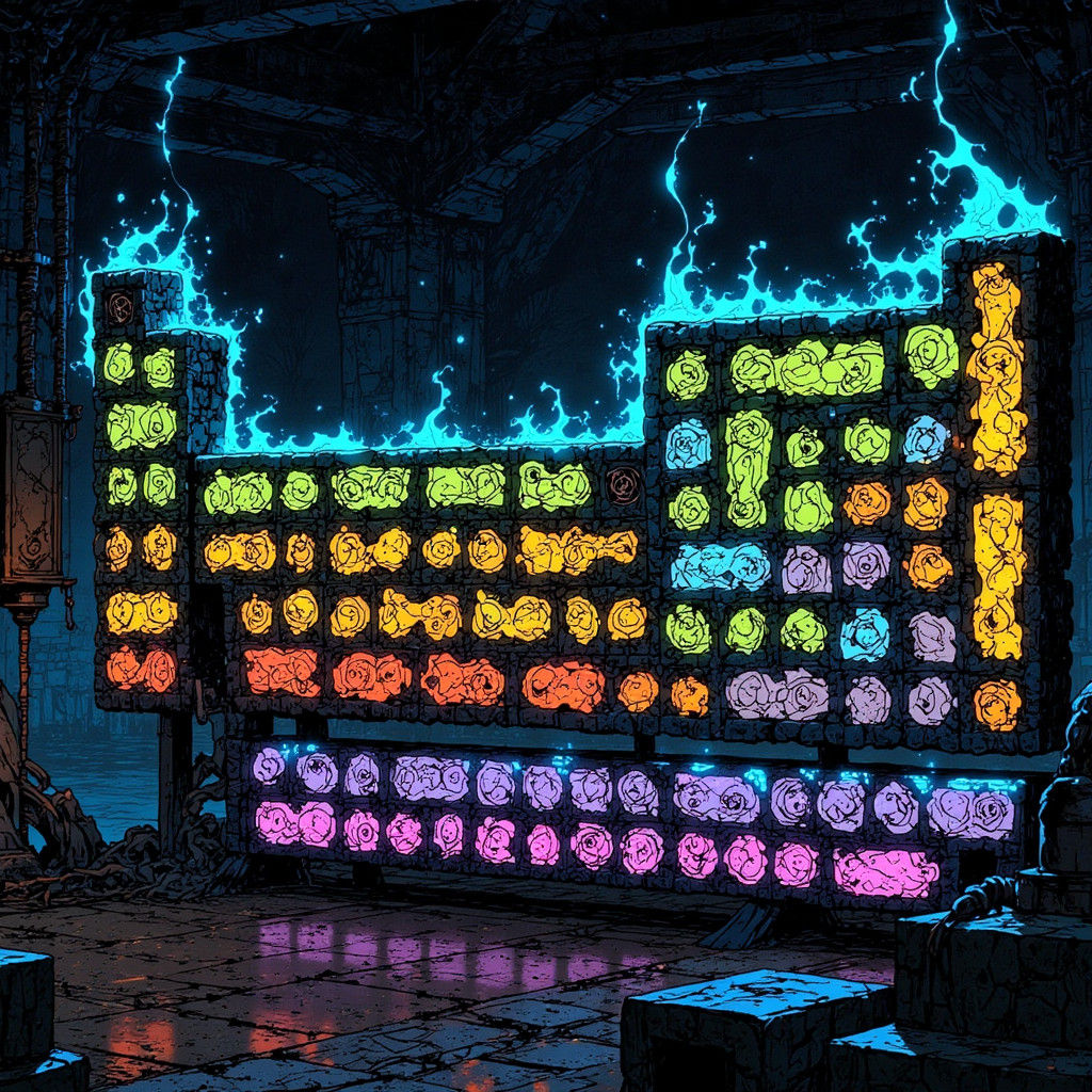 Periodic Table of Non-Metals: Futuristic Science Illustratio...