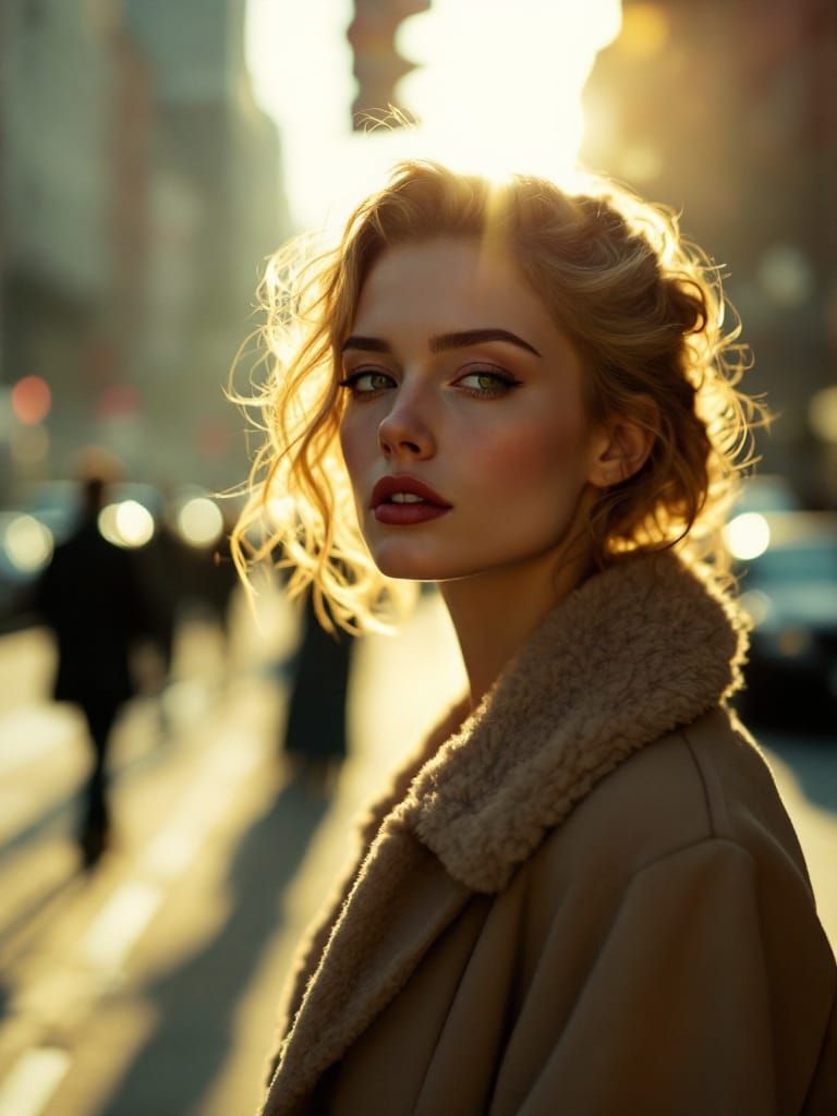 Woman in Harsh Sunlight, Retro Glamour Fades to Realism