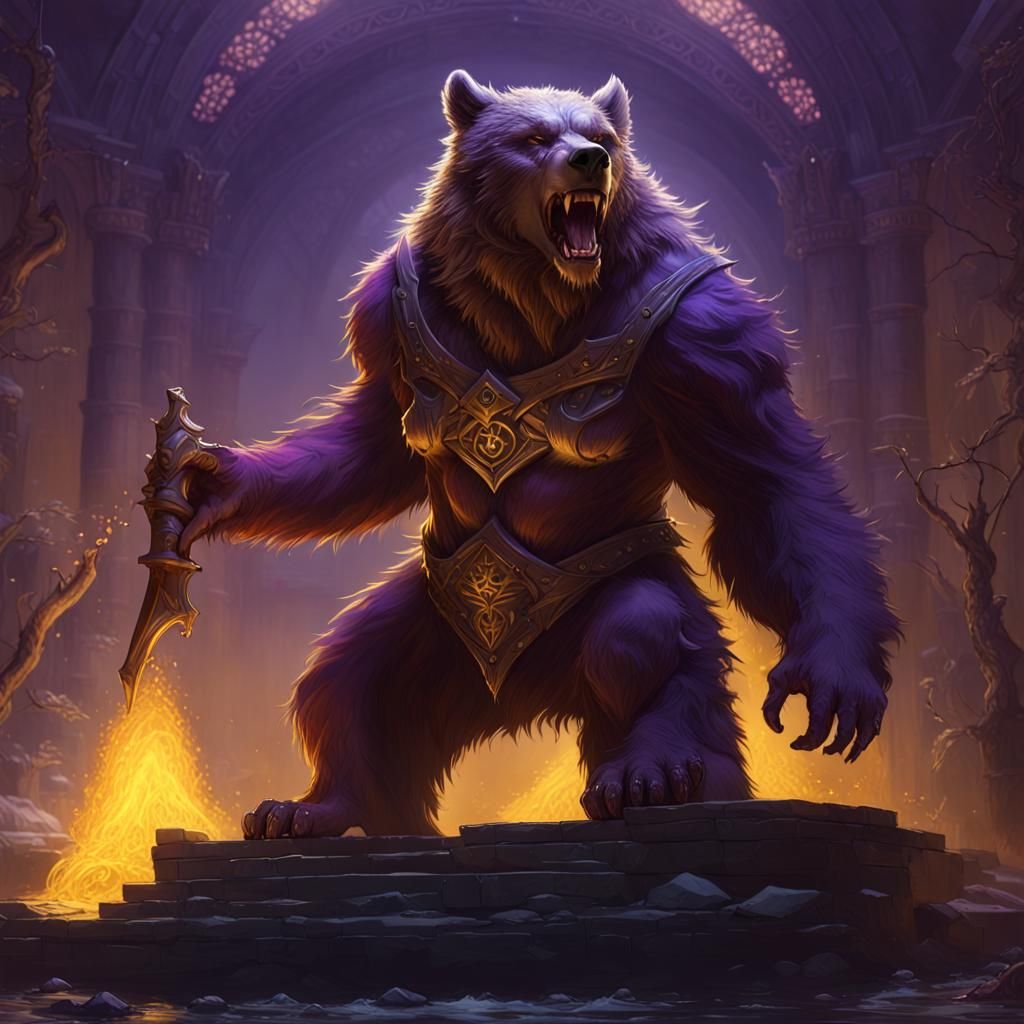 Female Werebear Guardian in Dark Fantasy Style