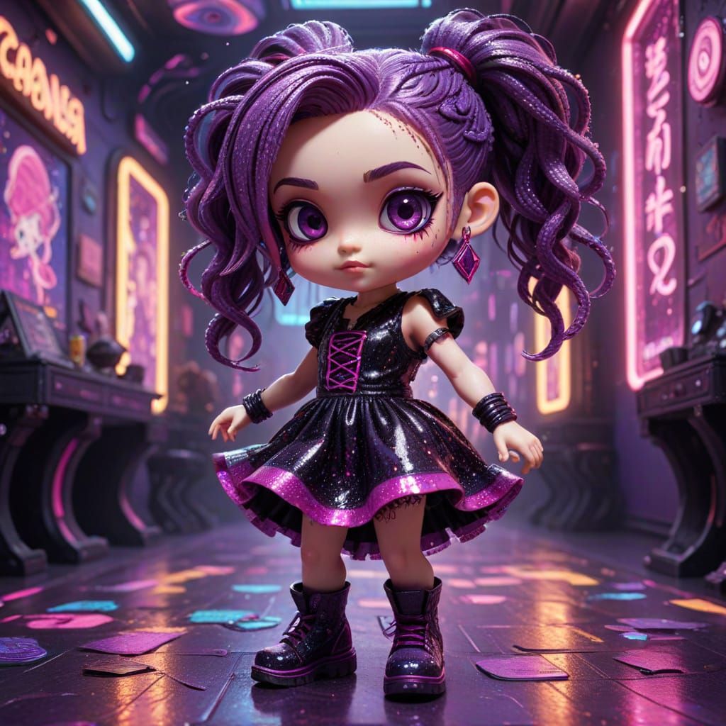 Candycore Girl Dancing in a Neon Ballroom