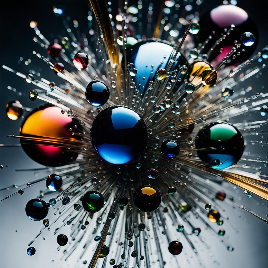 Abstract Exploding Water Droplets with Prismatic Light