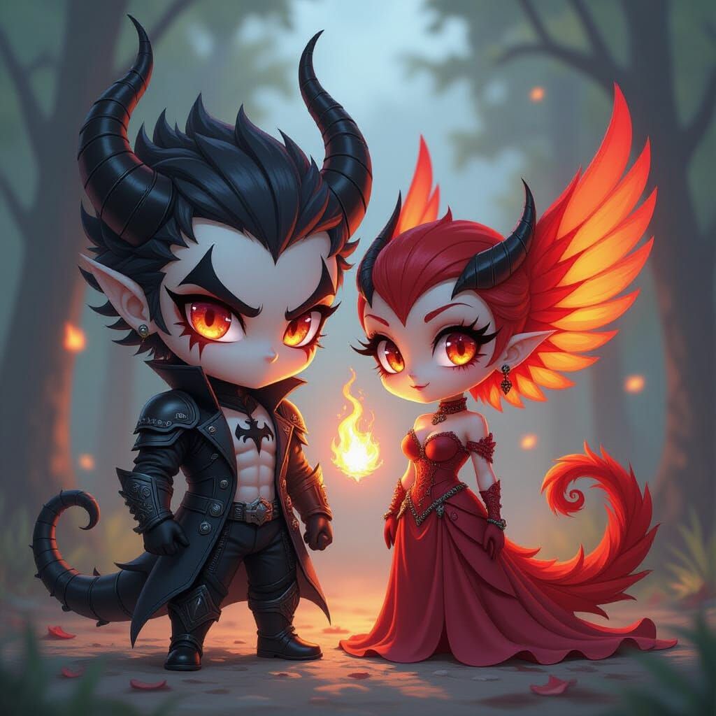 Chibi Lucifer as Carnage Phoenix in Dynamic Splash Art