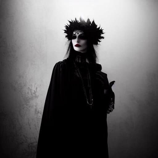 Goth Fashion Model in Moody Coffee Shop