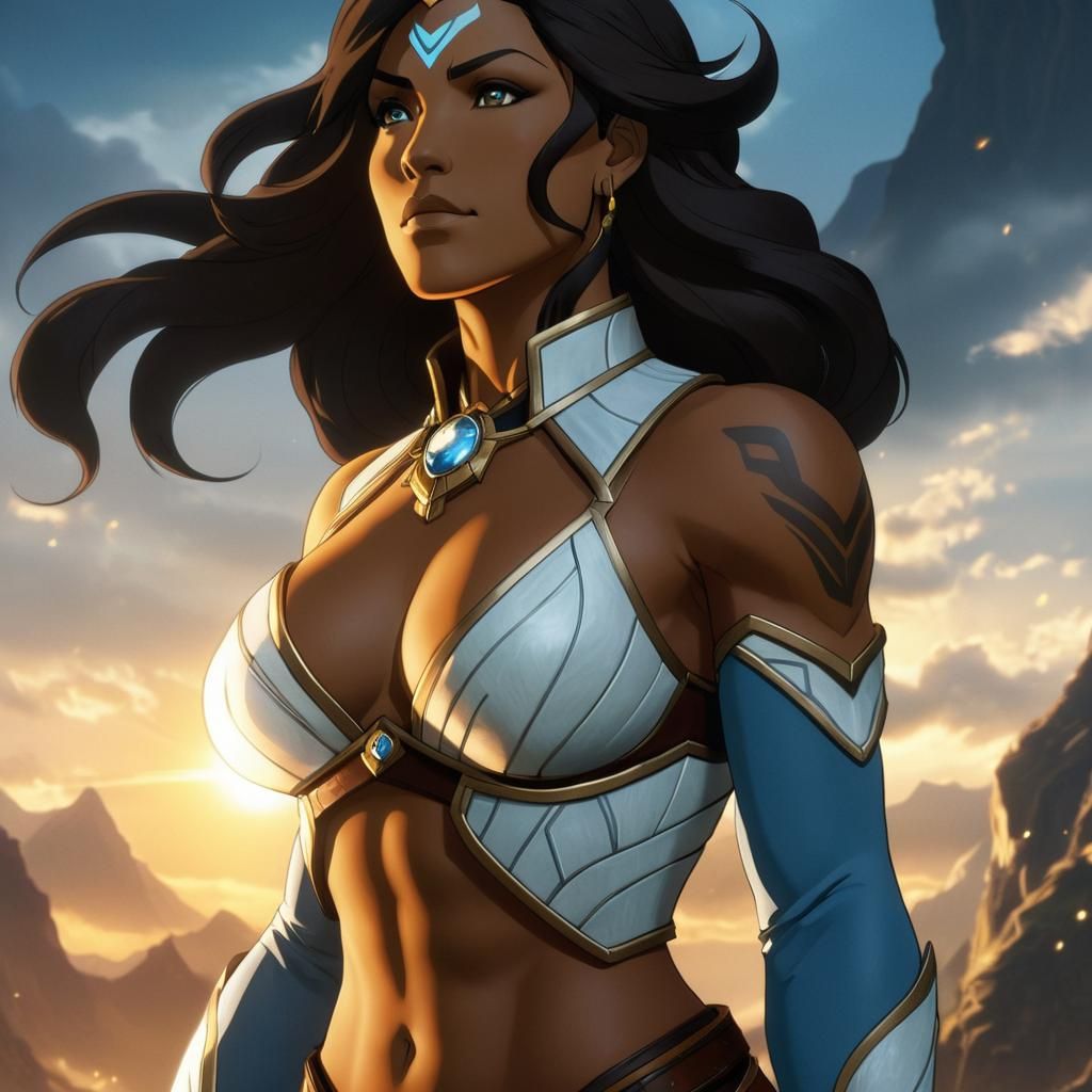 Voluptuous Avatar Korra in Dark Fantasy Style