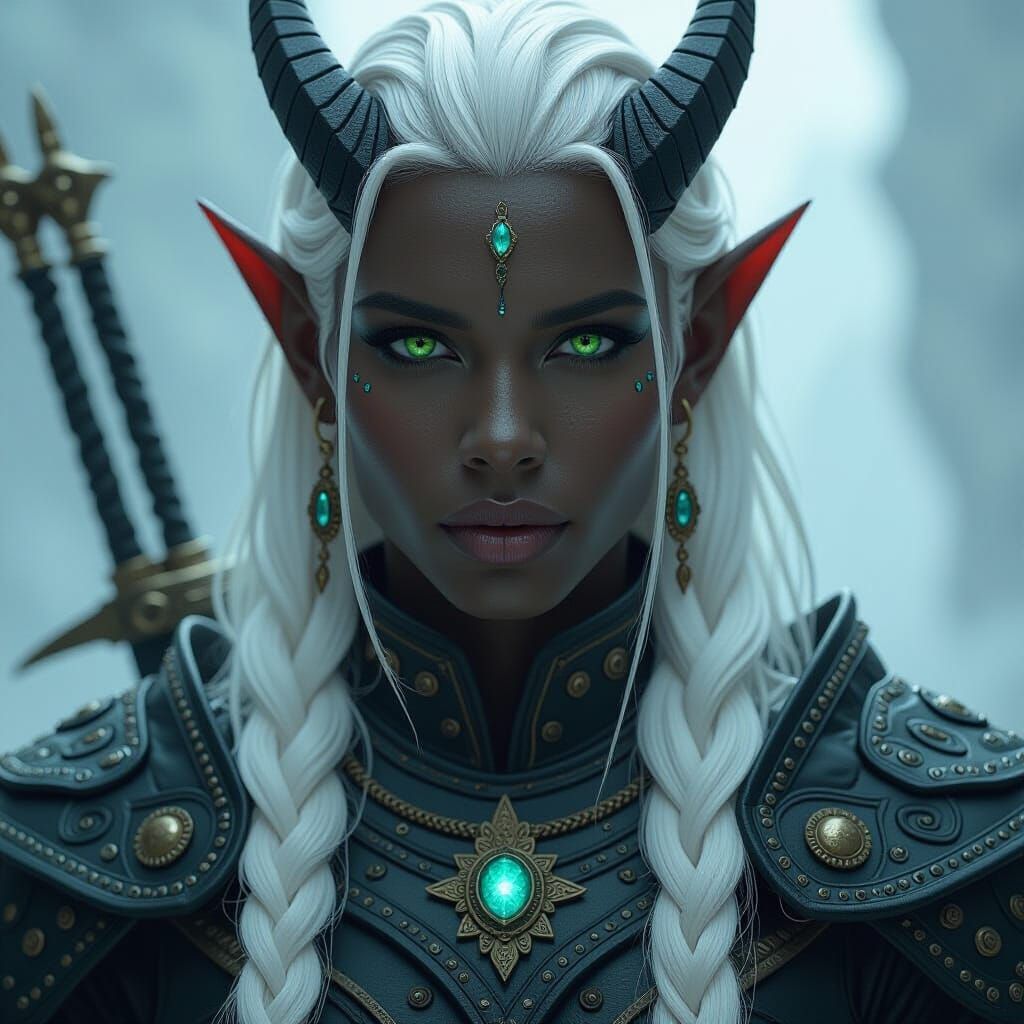 Ethereal Elf with Heterochromatic Eyes in Leather Armor