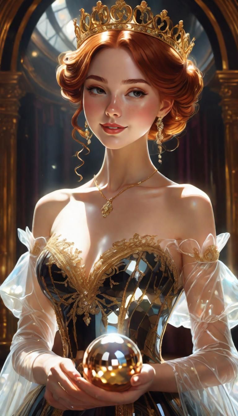 Noir Queen in Ballroom with Glassy Reflections