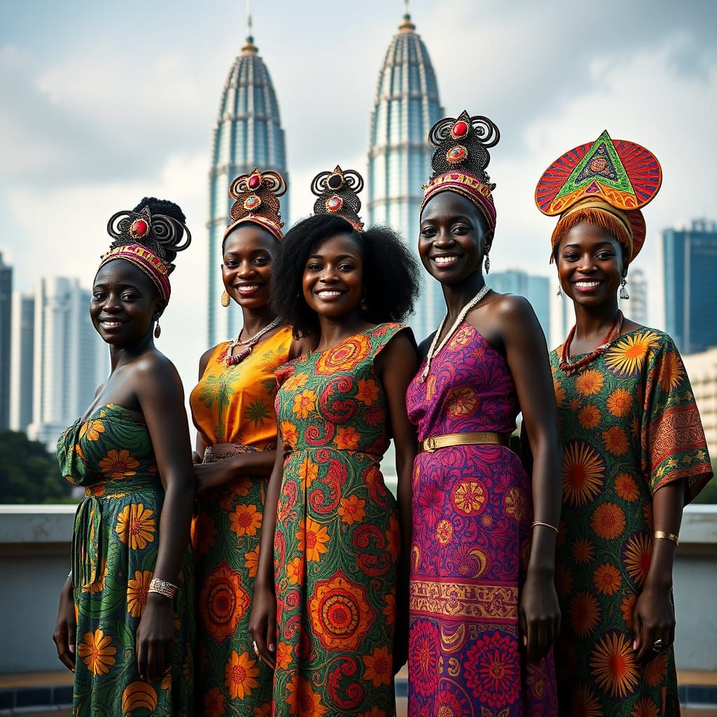 Confident Black Women Celebrate Cultural Fusion in Vibrant M...