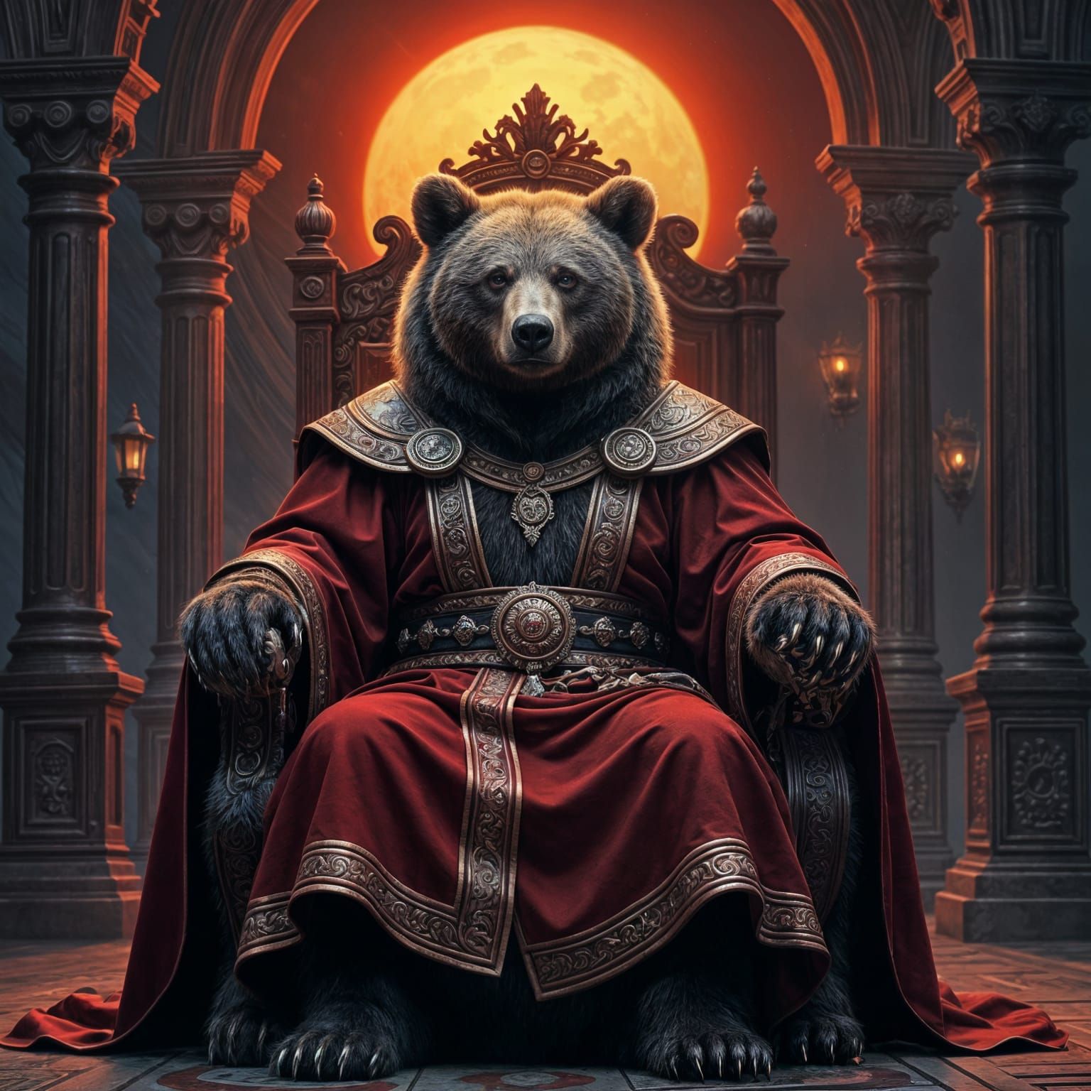Bear on Throne in Morkai Art Style