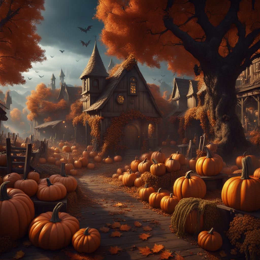 Halloween Harvest Festival: Detailed Fantasy Art