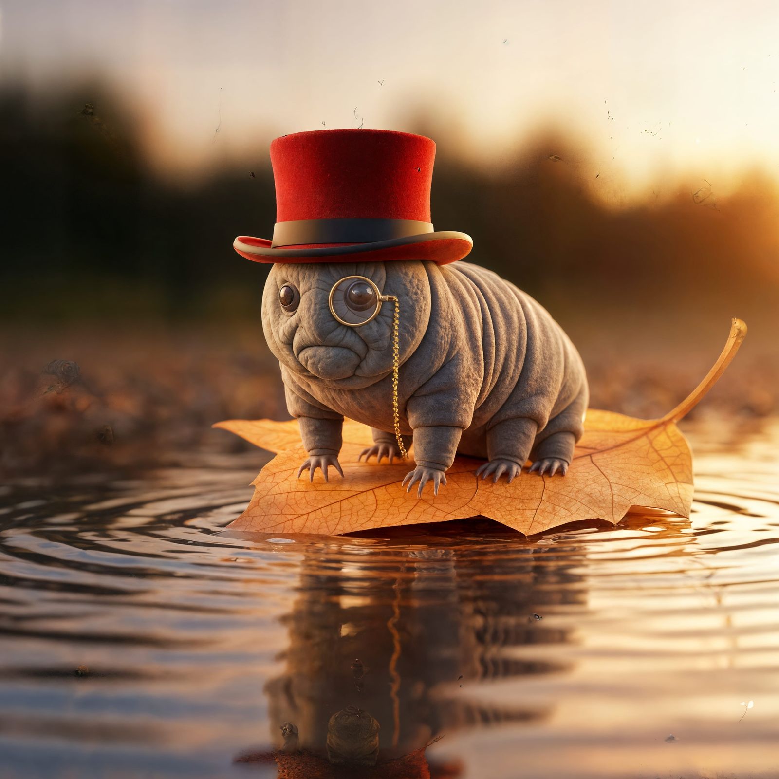 Tardigrade Gentleman on Autumn Leaf