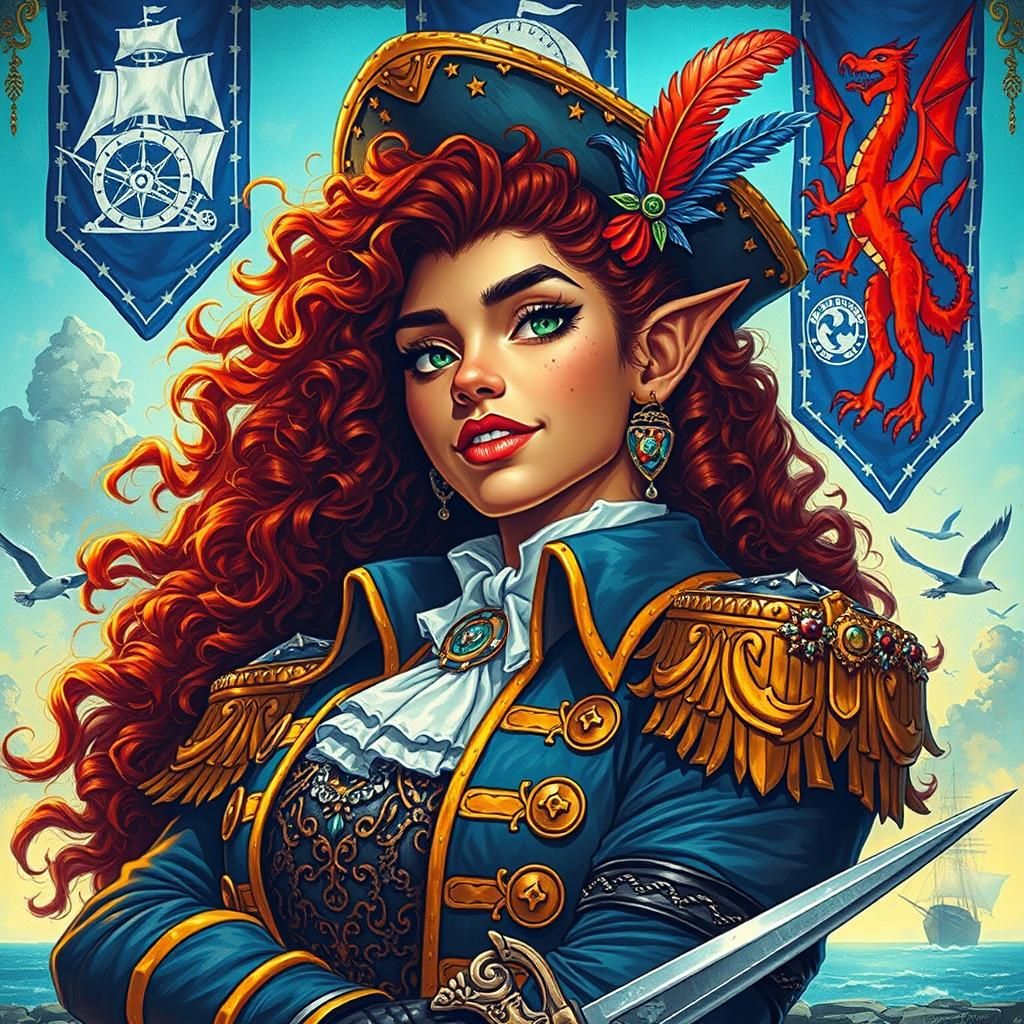 Female Dwarf Naval Officer with Cutlass Illustration