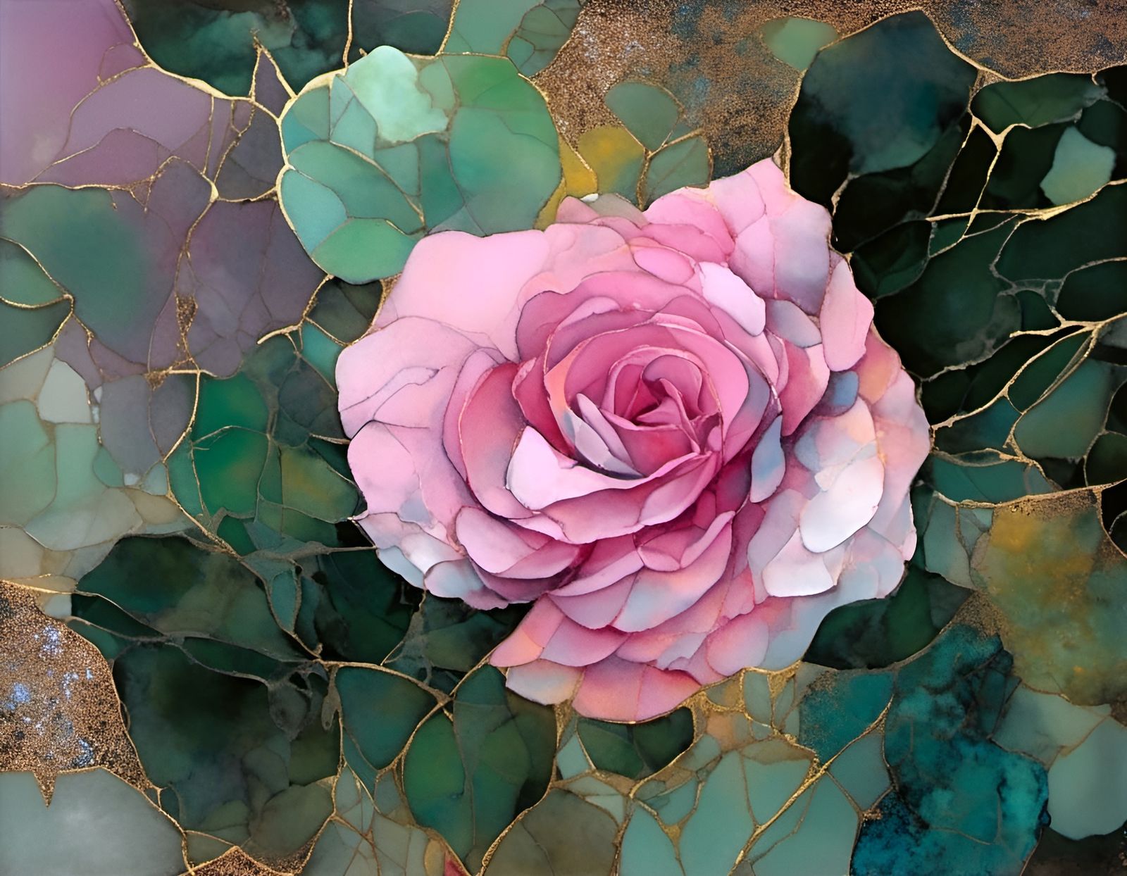 Colorful Gossamer Rose in Soft Pastel Watercolor