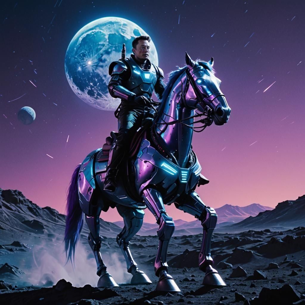 Elon Musk Rides Robot Horse on the Moon