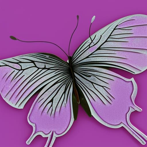 Purple Butterfly on Ornate Teacup Still Life
