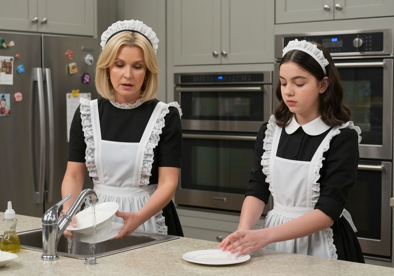 French Maids Washing Dishes: Soap Opera Scene