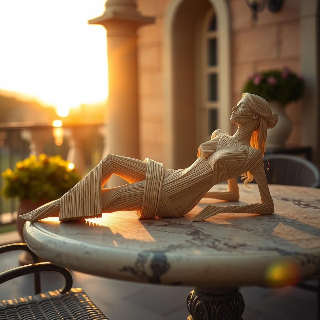 Mikado Stick Sculpture on Mediterranean Terrace