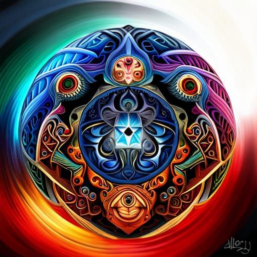 Geometric Dragon Mandala in 3D