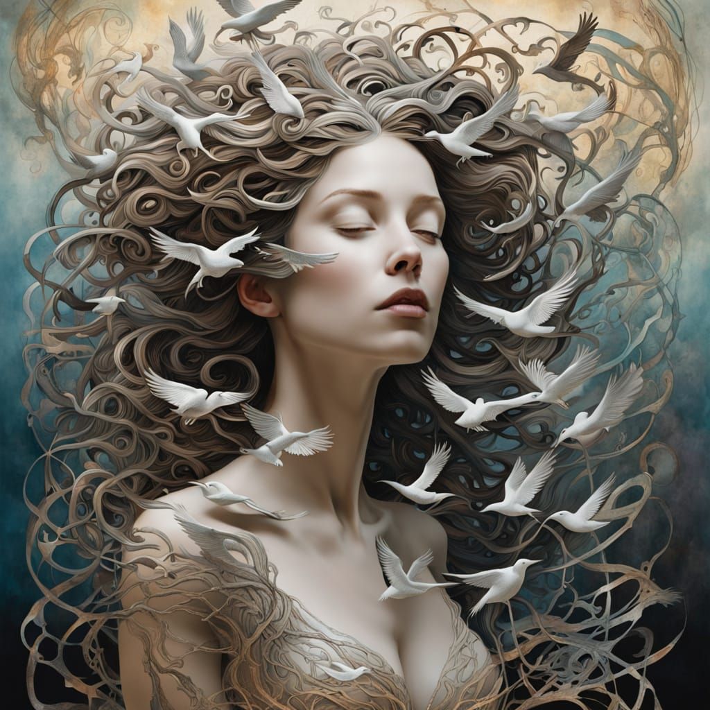 Ethereal Woman Embodies Fortitude in Dreamlike Sculpture