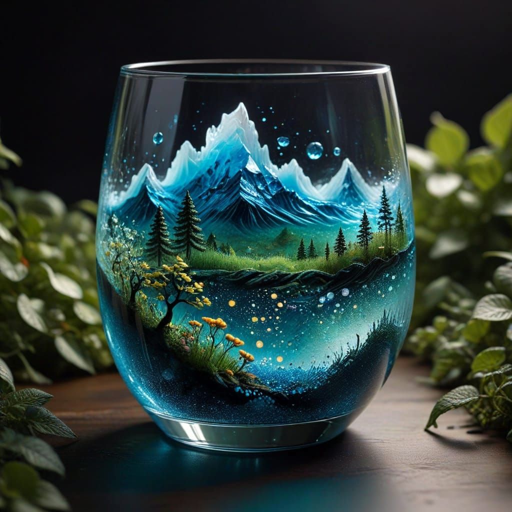 Surreal Glass Landscape in Vibrant Ethereal Hues