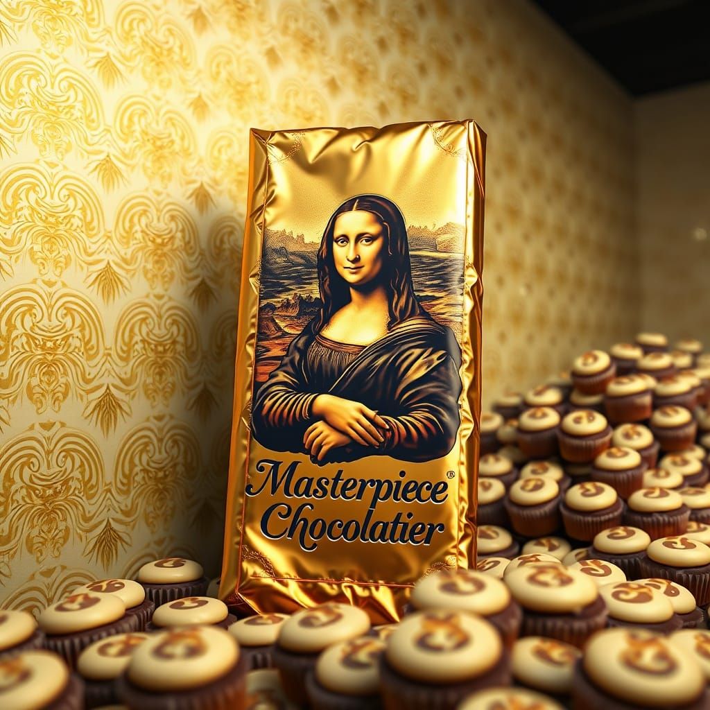 Giant Mona Lisa Chocolate Bar, Detailed Matte Painting