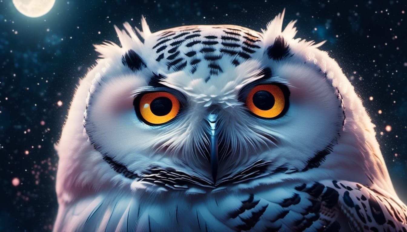 Snowy Owl Night Hunt in Moonlight